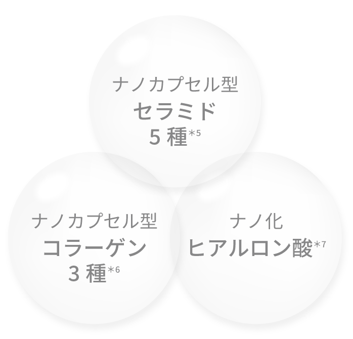 ナノカプセル型セラミド5種 ナノカプセル型コラーゲン3種 ナノ化ヒアルロン酸